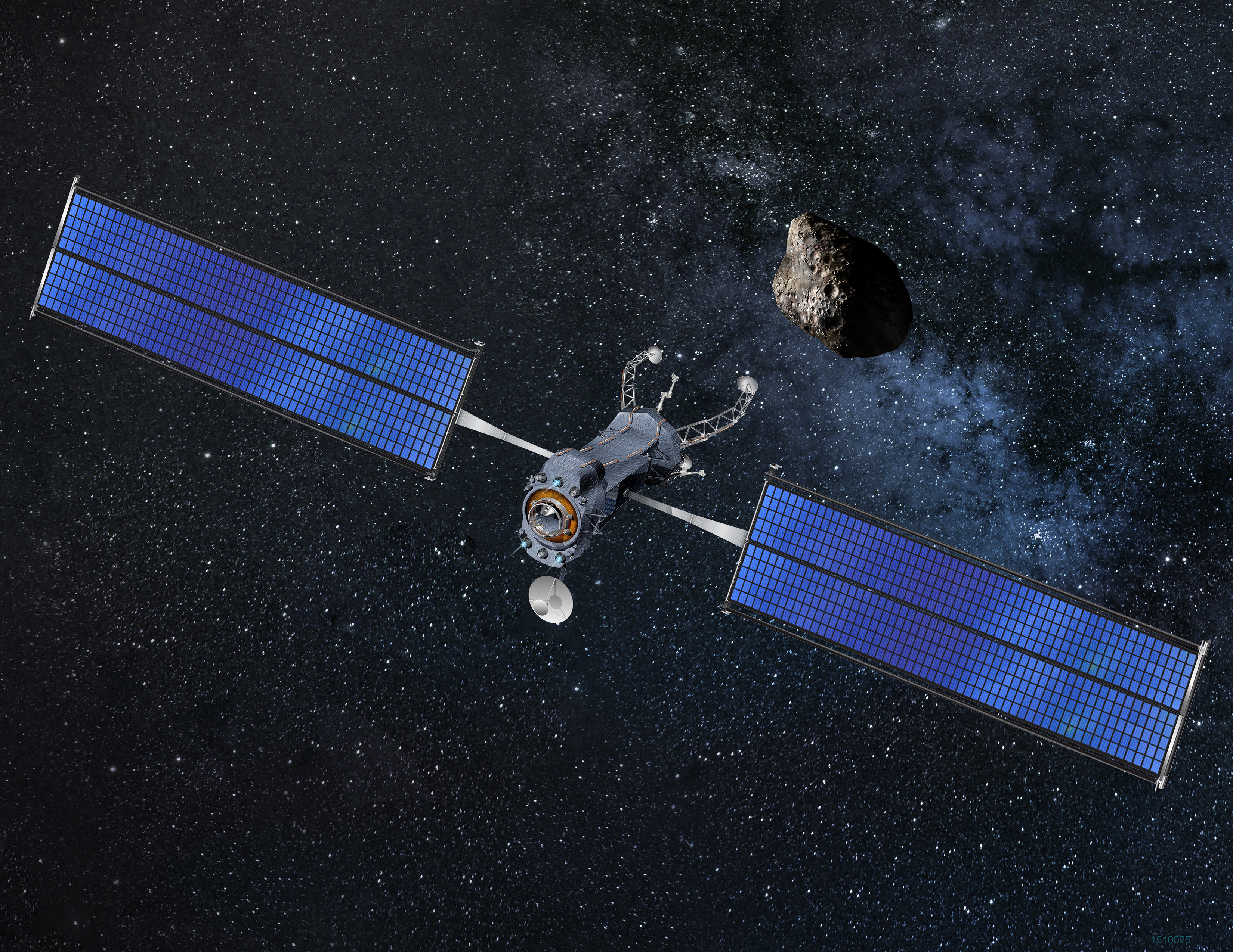 Artist's concept of satellite with a solar electric propulsion system