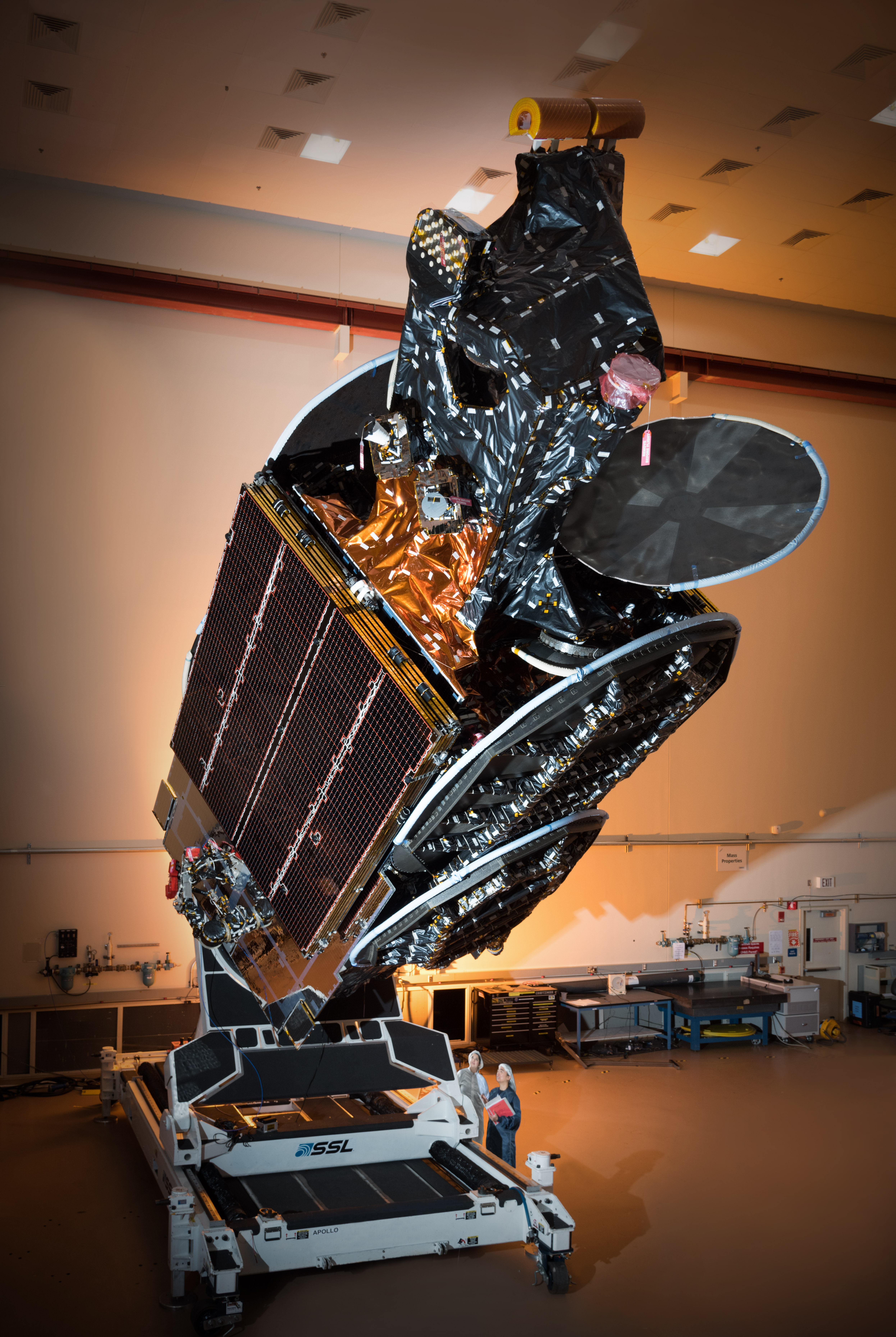 AsiaSat 9 in Launch Configuration at SSL Spacecraft Manufacturing Facility in Palo Alto, Calif. Image courtesy of SSL