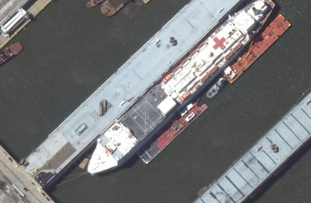 Satellite image of a docked ship