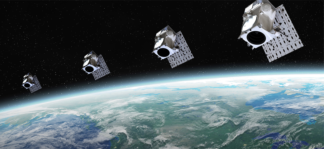 Artist’s depiction of four WorldView Legion satellites in orbit.