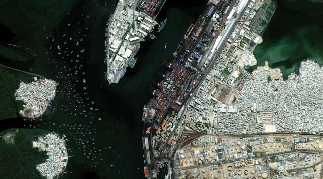 satellite image of a port