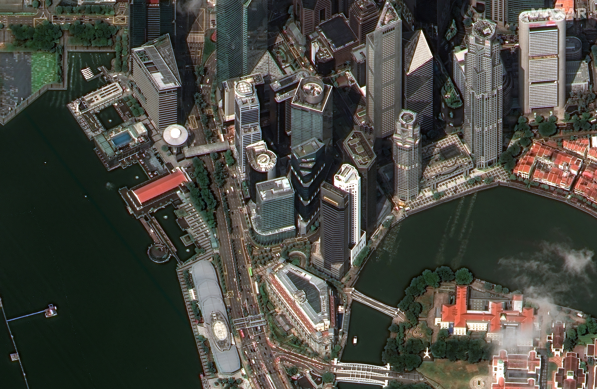 Satellite image of downtown Singapore
