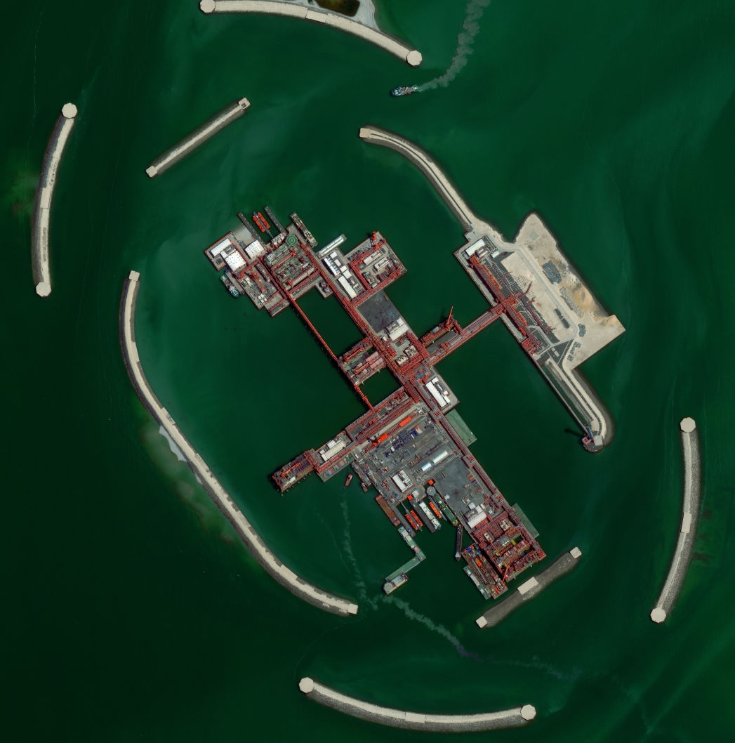 High-resolution satellite imagery of the Kashagan oil complex in the Caspian Sea