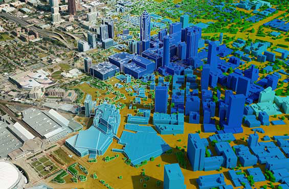 3D elevation model of Atlanta, Georgia