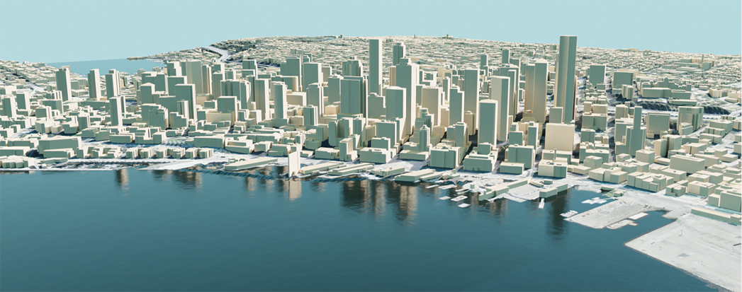 Synth3d rendering of Seattle
