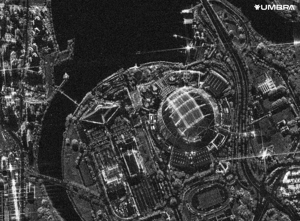 Synthetic aperture radar image of Singapore national stadium January 14, 2023