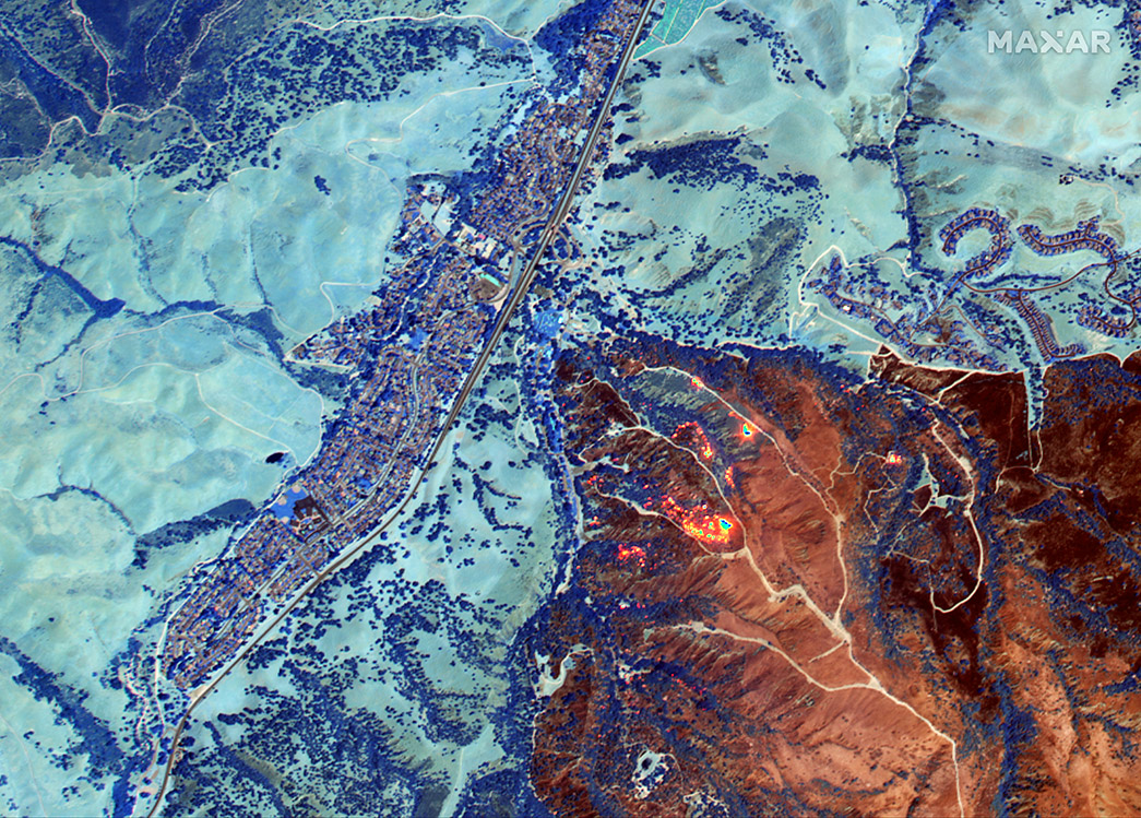 Maxar - 15 Close Up Of Toro Park And River Wildfire 21aug2020 Swir Image Wv3 1045px